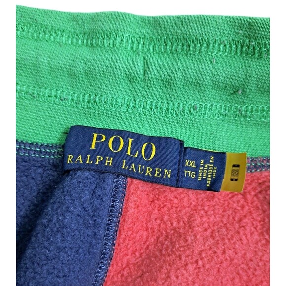Polo Ralph Lauren Men's 2XL Colorblock Fleece Sweat Shorts Red Blue Yellow Gym - Picture 4 of 9